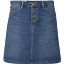 lee jeans womens button fly a line denim mini skirt mid blue
