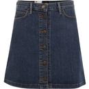 lee jeans womens button front regular waist a line denim skirt dark blue