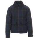 Lee Retro 70s Wool Check Sherpa Collar Chetopa Winter Jacket in Navy