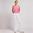 Breese Lee Retro 70s White Slim Fit Flared Jeans 