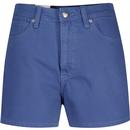 lee jeans womens carol retro regular waist 70s denim shorts surf blue