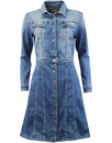 LEE Retro 70s Collared High Stake Blue Denim Dress