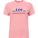 Lee Jeans Women's Retro 70s Essential Stripe Logo Tee in Pink