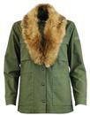 LEE Retro Fur Trimmed Button Up Military Jacket