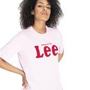 lee jeans womens 1/2 sleeve logo t-shirt front pink