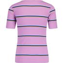 Lee Women's Retro Ribbed Henley Striped Tee Pansy