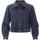 lee jeans womens jamie volume puff sleeve denim rider jacket vintage blue