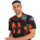 LEE Retro 1970s Bold Floral Hawaiian Shirt (Black)