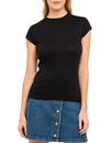 LEE JEANS Womens Retro 70s Ribbed Black Top