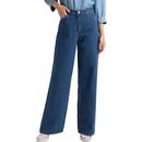 Lee Jeans Women's Retro 90s Palazzo A-line Flares in Mid Jelt Blue Denim