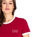 LEE JEANS Women's Retro 70s Ringer Tee (Faded Red)