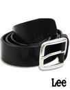 LEE Men's Black Leather Belt with Silver Buckle