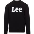 lee jeans mens retro crew neck distorted logo sweatshirt black