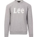 lee jeans mens retro crew neck distorted logo sweatshirt grey