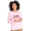 lee jeans women crew neck logo sweater front pink