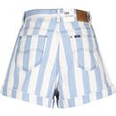 Lee Retro Pleated Striped Denim Shorts Mid Stripe 
