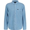 lee jeans mens seasonal button front cord overshirt dreamy blue