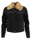 LEE Women's Faux Fur Collar Velvet Rider Jacket 