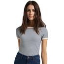 lee jeans womens ribbed stripe tee washed blue