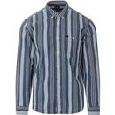 lee jeans mens vertical stripes riveted long sleeve denim shirt indigo blue