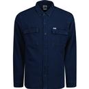 lee jeans mens long sleeve working fleece shirt indigo blue