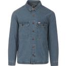 lee jeans mens workwear snap button front denim overshirt greyish blue