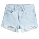 levis womens 501 original distressed denim shorts luxor edge light blue