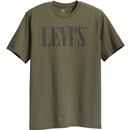 LEVI'S Relaxed Retro Serif 90s Logo T-shirt OLIVE