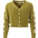 levis womens audrey cosy knit button front cardigan daisy sleeve light green
