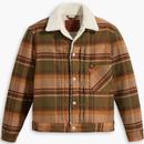 Levi's Barold Plaid Check Sherpa Trucker Jacket in Moss A48820006