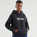 levis womens graphic new logo print standard front pocket hoodie black
