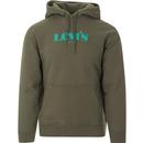 levis mens relaxed fit graphic drawstring hoodie dark green