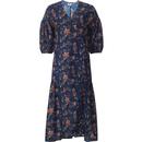 levis womens blair paisley floral pattern wrap midi dress jacobian navy