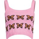 levis womens heaven butterflies knitted cropped vest top pink