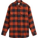 Levi's Men's Retro Mod Flannel Check Classic Worker Shirt in Picante Red