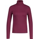 levis womens dreamy fitted ribbed knit turtleneck long sleeve top burgundy