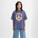 Levi's Retro Floral Peace Sign Short Stack Tee in Navy A49240024