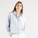 Levi's Women's Zoey Retro Faint Floral Print Utility Shirt-Jacket in light blue