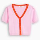 Levi's Josie Retro 70s Knitted V-neck Cardigan in Begonia Pink