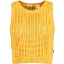 Levi's Women's Retro 70s Indie Baby Blue Waffle Knit Sweater Vest in Amber Yellow
