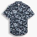 Levi's men's retro 70s Leaf Print Hawaiian Shirt in Caviar