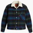 Levi's Levinson Plaid Sherpa Trucker Jacket in Green and Blue A48820005