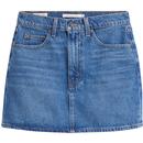 levis womens 70s high waist denim micro mini skirt mid blue