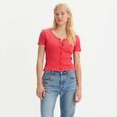 Levi's Monica Textured Ribbed Top in Coral Red A71820006