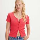 Monica Levi's® Retro 90s Textured Coral Red Top 