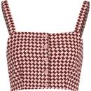 levis womens nadia retro 70s button front houndstooth crop top cherry pink