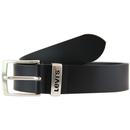 Levi's New Ashland Split Leather Logo Keeper Belt in Black