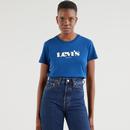 levis womens new logo print crew neck tshirt estate blue