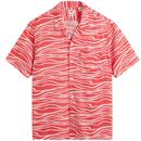 levis mens patterned sunset camp short sleeve shirt wavey paradise red