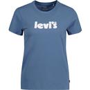 levis womens perfect poster logo print crew neck tshirt blue